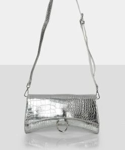 Public Desire UK The Kemi Silver Arched Crossbody Mini Handbag