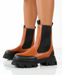 Public Desire UK Ankle Boots Amber X Public Desire Wonder WF Tan Chunky Sole Ankle Boot