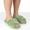Public Desire UK NIGHTCAP GREEN CROSS STRAP SLIPPERS
