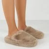 Public Desire UK Gifts Baloo Stone Faux Fur Fluffy Slipper