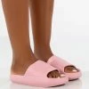Public Desire UK Flex Pink Rubber Flat Sliders