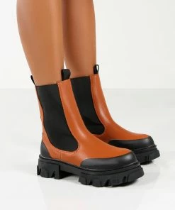 Public Desire UK Ankle Boots Amber X Public Desire Wonder WF Tan Chunky Sole Ankle Boot