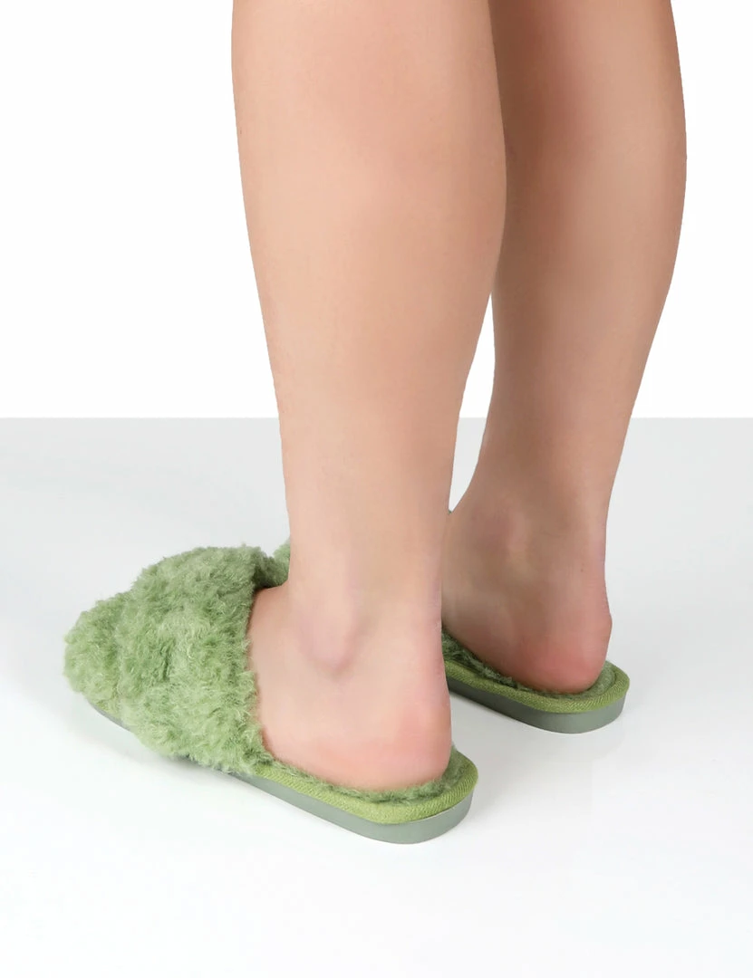 Public Desire UK NIGHTCAP GREEN CROSS STRAP SLIPPERS 3 Public Desire UK NIGHTCAP GREEN CROSS STRAP SLIPPERS