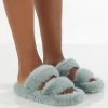 Public Desire UK Bunny Light Blue Double Strap Fluffy Slippers Gifts