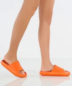 Public Desire UK Solar Orange Rubber Flat Sliders