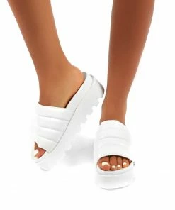 Public Desire UK Codie White PU Chunky Platform Sliders