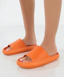 Public Desire UK Solar Orange Rubber Flat Sliders