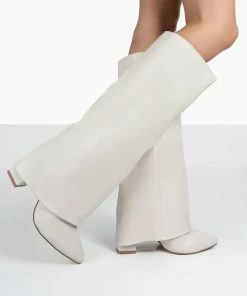 Public Desire UK Zendaya Ecru Pointed Toe Knee High Boots NEW IN 7 Public Desire UK Zendaya Ecru Pointed Toe Knee High Boots NEW IN