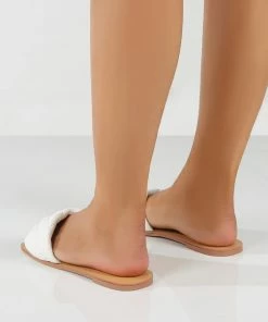 Public Desire UK Sliders Cloud White Slider Sandal