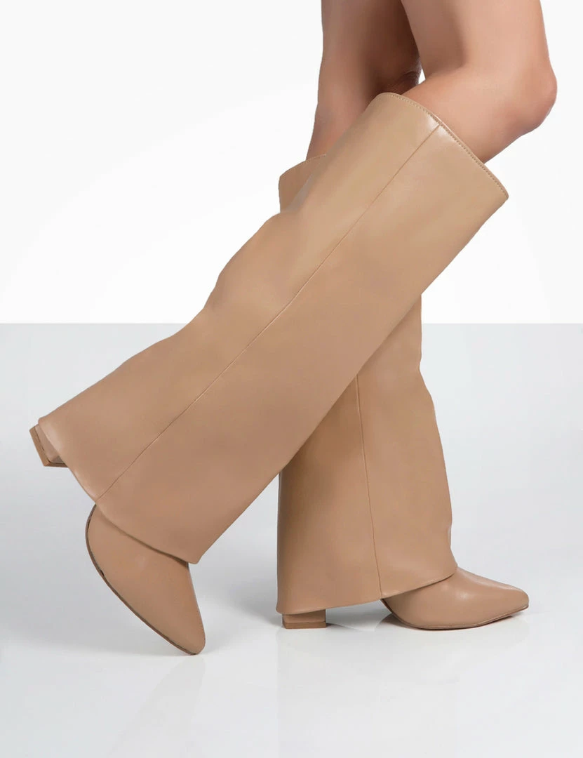 Public Desire UK Zendaya Nude Pointed Toe Knee High Boots NEW IN 4 Public Desire UK Zendaya Nude Pointed Toe Knee High Boots NEW IN