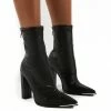 Public Desire UK Affection Black PU Block Heeled Ankle Boots