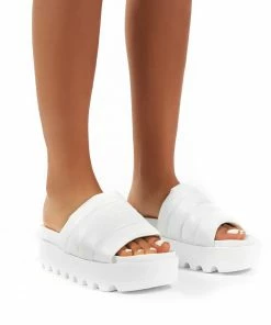 Public Desire UK Codie White PU Chunky Platform Sliders