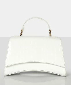 Public Desire UK The Remmy White Croc Mini Handbag
