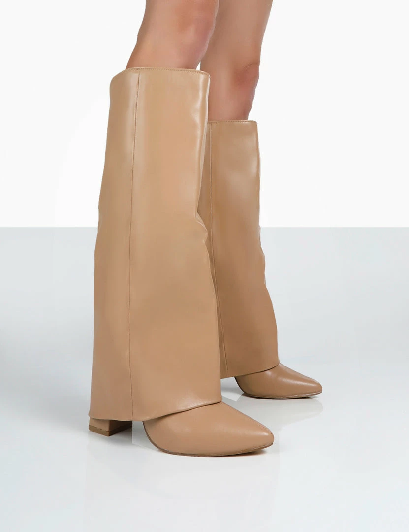 Public Desire UK Zendaya Nude Pointed Toe Knee High Boots NEW IN 1 Public Desire UK Zendaya Nude Pointed Toe Knee High Boots NEW IN