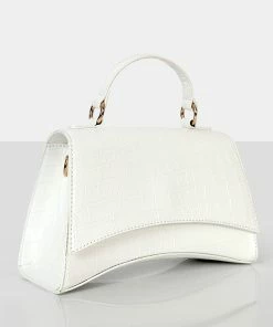 Public Desire UK The Remmy White Croc Mini Handbag