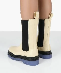 Public Desire UK WINTER CREAM ANKLE CHELSEA BOOTS