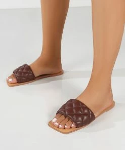 Public Desire UK Cloud Choc Slider Sandal FLATS