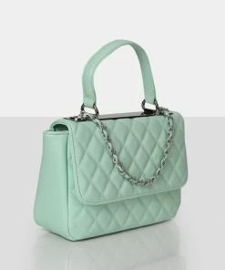 Public Desire UK Bags The Vienna Mint Quilted Silver Detailing Crossbody Shoulder Handbag