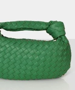 Public Desire UK CROSSBODY AND SHOULDER BAGS Blame Green Weave Knot Detail Handbag 5 Public Desire UK CROSSBODY AND SHOULDER BAGS Blame Green Weave Knot Detail Handbag