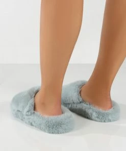 Public Desire UK Baloo Light Blue Faux Fur Fluffy Slipper Gifts