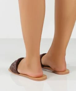 Public Desire UK Cloud Choc Slider Sandal FLATS