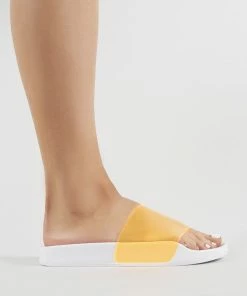 Public Desire UK Kina Perspex Sliders In Neon Orange