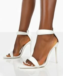 Public Desire UK Fika Ecru Strappy Stiletto Party High Heels