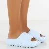 Public Desire UK North Blue Rubber Ribbed Sole Sliders