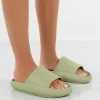 Public Desire UK Solar Green Rubber Flat Sliders