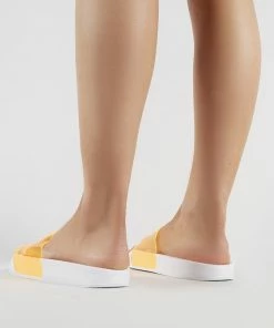 Public Desire UK Kina Perspex Sliders In Neon Orange