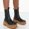 Public Desire UK Rise Wide Fit Black Chunky Rubber Sole Chelsea Boots NEW IN