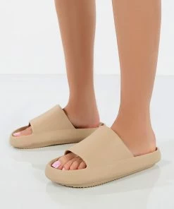Public Desire UK Solar Nude Rubber Flat Sliders