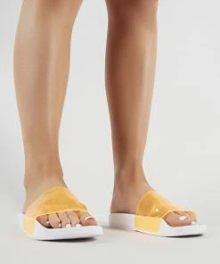 Public Desire UK Kina Perspex Sliders In Neon Orange