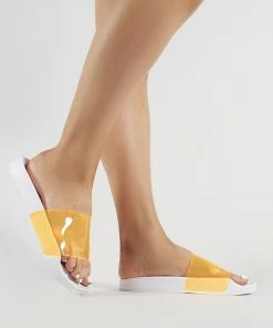Public Desire UK Kina Perspex Sliders In Neon Orange