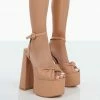 Public Desire UK Knot On Nude Pu Knotted Platform High Heeled Sandals NEW IN