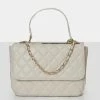 Public Desire UK The Vienna Ecru Quilted Silver Detailing Crossbody Shoulder Handbag