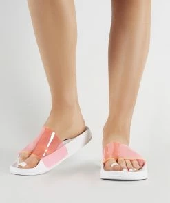 Public Desire UK Kina Perspex Sliders In Neon Pink