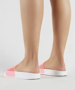 Public Desire UK Kina Perspex Sliders In Neon Pink
