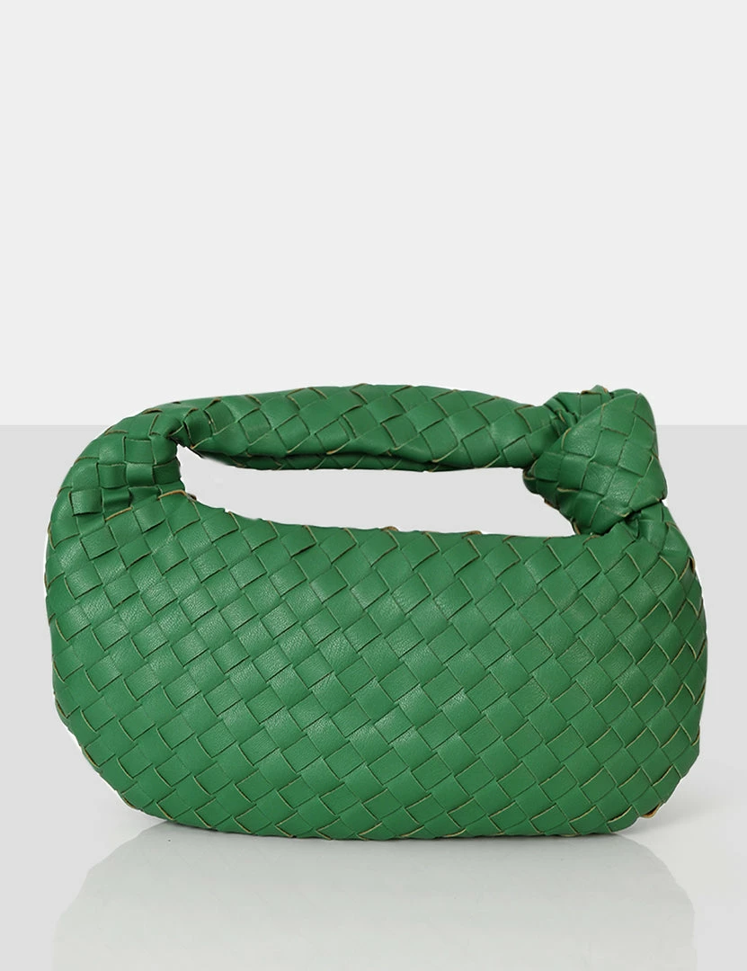 Public Desire UK CROSSBODY AND SHOULDER BAGS Blame Green Weave Knot Detail Handbag 1 Public Desire UK CROSSBODY AND SHOULDER BAGS Blame Green Weave Knot Detail Handbag