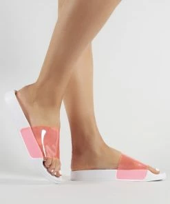 Public Desire UK Kina Perspex Sliders In Neon Pink