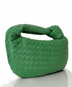 Public Desire UK CROSSBODY AND SHOULDER BAGS Blame Green Weave Knot Detail Handbag