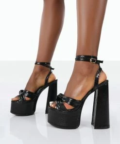 Public Desire UK NEW IN Leo Edition Black Metallic Platform High Heels