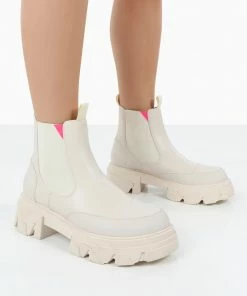 Public Desire UK Kenza X Public Desire Trance White Chunky Sole Chelsea Boots