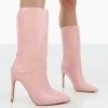 Public Desire UK Lisel Pink PU Pointed Toe Heeled Ankle Boots