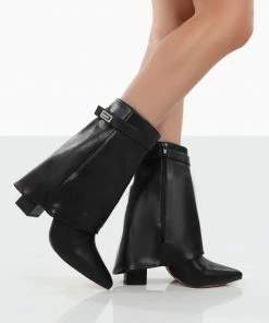 Public Desire UK Fyre Black Pointed Toe Heeled Ankle Boots NEW IN