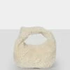 Public Desire UK The Lyra Ecru Fluffy Mini Handbag