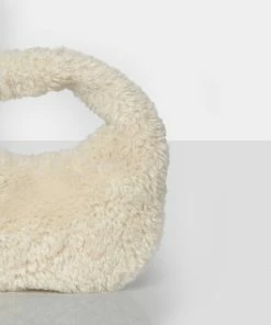 Public Desire UK The Lyra Ecru Fluffy Mini Handbag