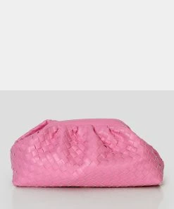 Public Desire UK Project Pink Weave Clutch Bag Clutch Bags