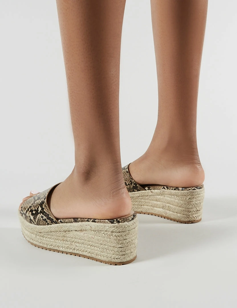 Public Desire UK Cami Flatform Espadrille Sliders In Snakeskin 2 Public Desire UK Cami Flatform Espadrille Sliders In Snakeskin
