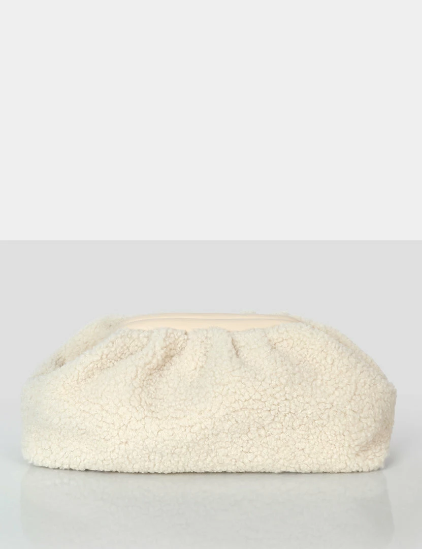 Public Desire UK Bags Compatible Ecru Borg Clutch Bag 1 Public Desire UK Bags Compatible Ecru Borg Clutch Bag